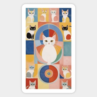 Hilma af Klint's Abstract Feline Wonderland: Whimsical Harmony Magnet